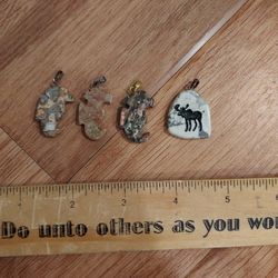4 Stone Pendants Tucson Gem Show Made in India 3 Seahorses 1 Moose $3 For All 4