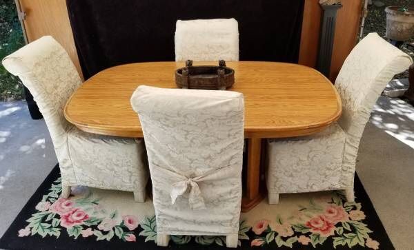 Four Upholstered Parsons Chairs