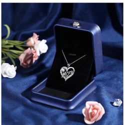 I Love You Mom Heart Birthstone Necklace 