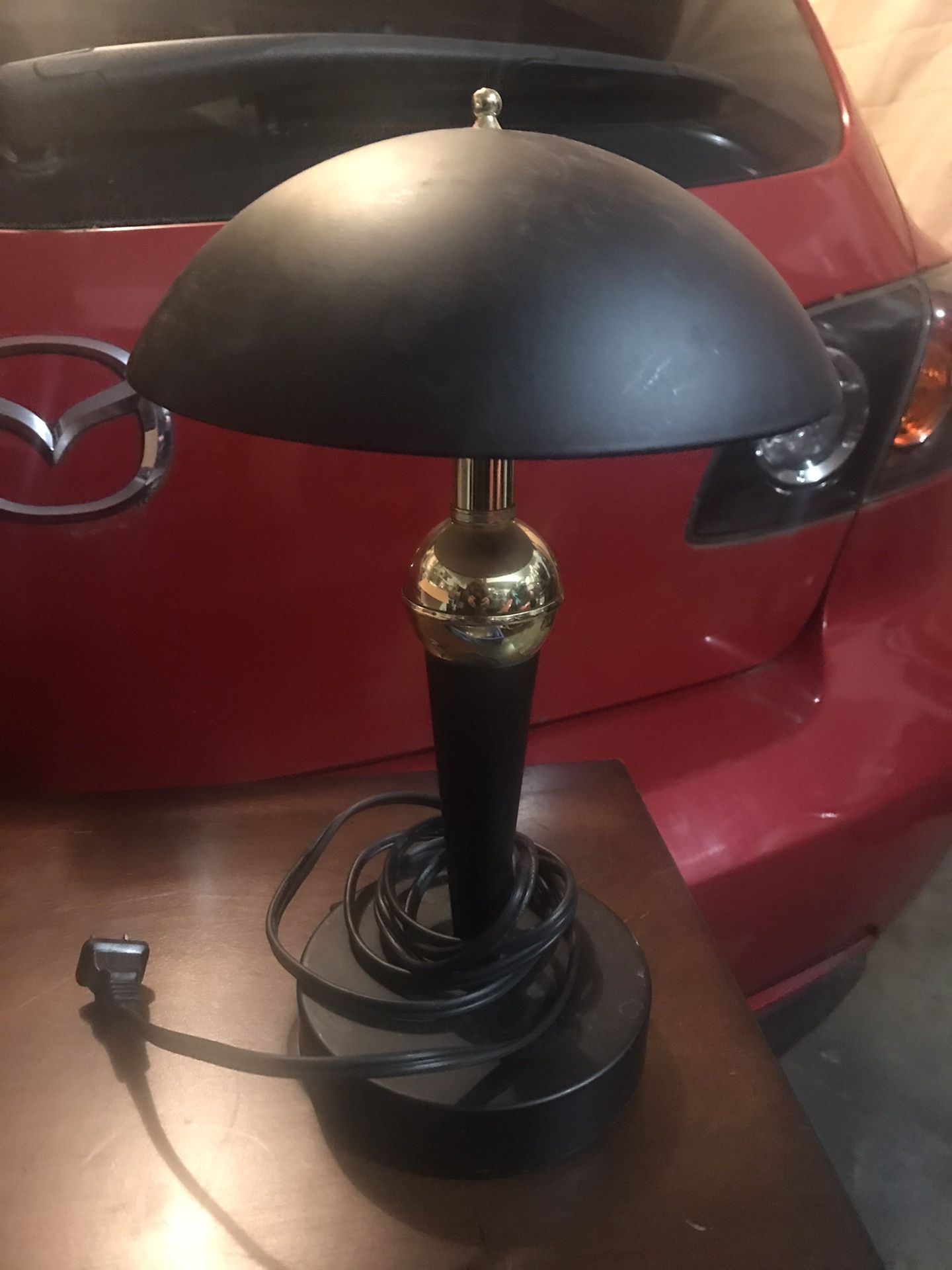 Two small black touch lamps