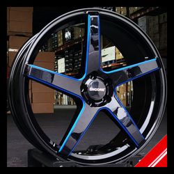 Brand New 20" TL ENC48 5x114.3 Black Blue Milled Wheels