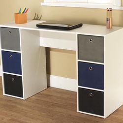 New Desk with 6 Fabric Storage Bins