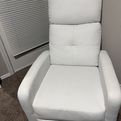 Bright White Leather Recliner 