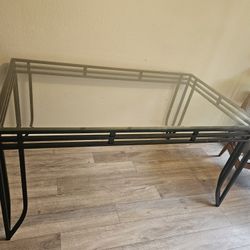 FREE - Glass Top Metal Frame Dining Table