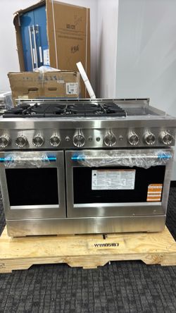 KITCHEN AID 48- INCH 6 BURNER COMMERCIAL-STYLE GAS RANGE  WITH GRIDDLE