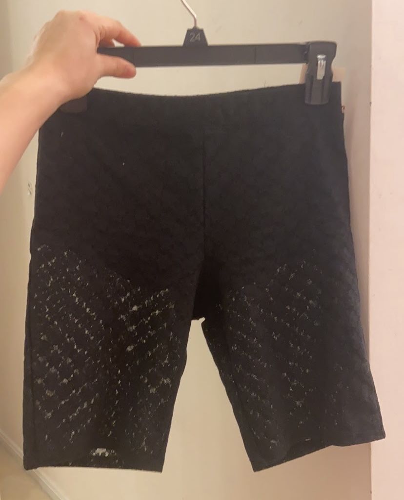 Open edit black lacy biker shorts. S