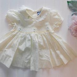 Vintage Carriage Boutiques Baby Girls Dress 3 Month Yellow Smocked Dress