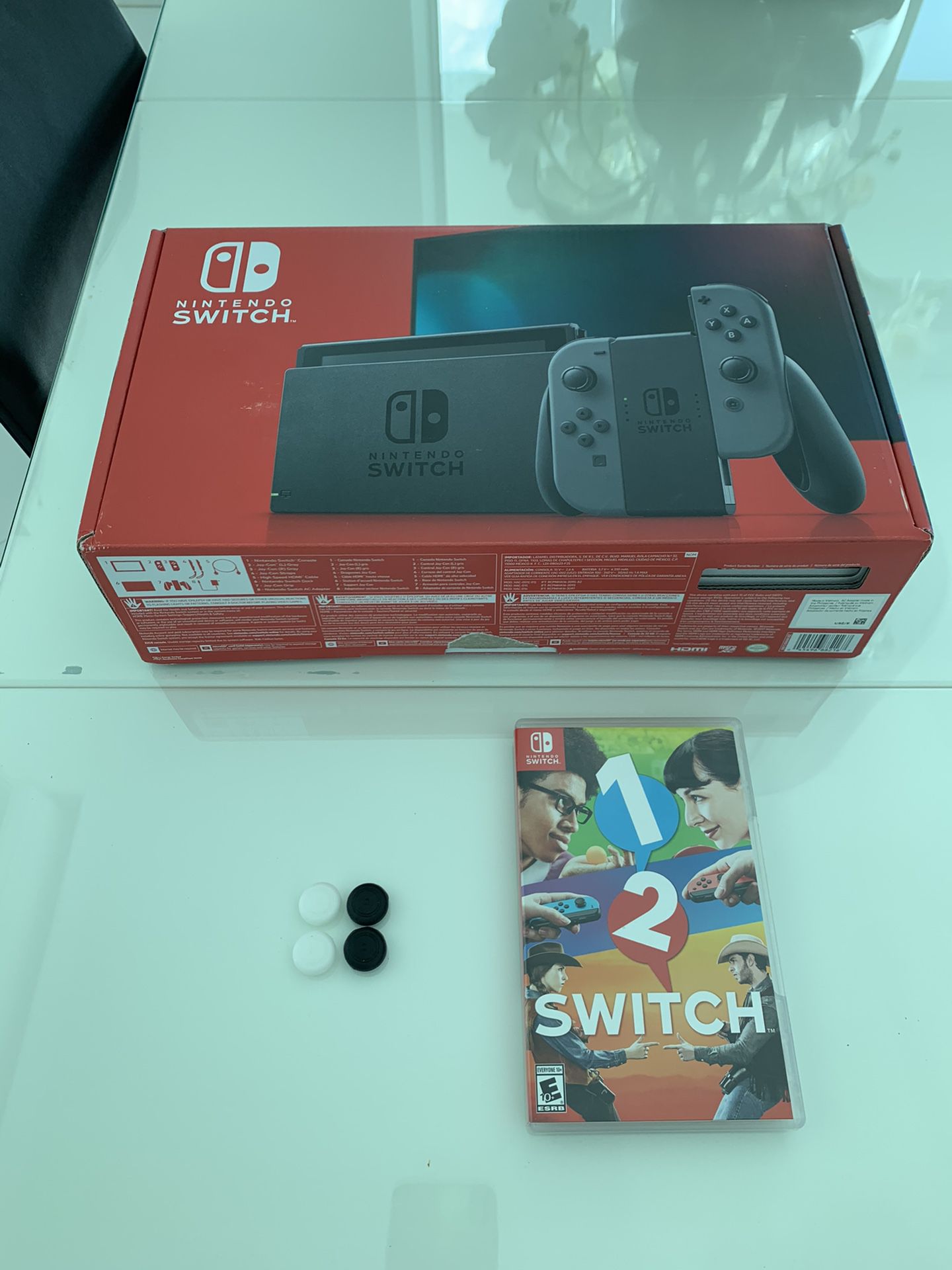 Nintendo Switch Console with Gray Joy-Con (V2) + Extras