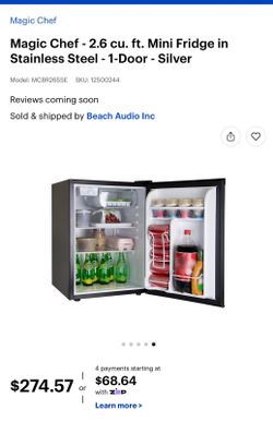 Magic Chef Magic Chef - 2.6 cu. ft. Mini Fridge in Stainless Steel - 1-Door - Silver