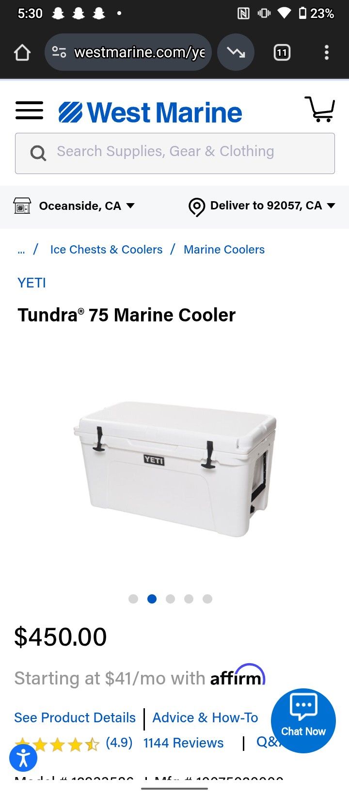 Yeti 75 Gallons Cooler
