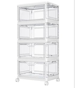 NEW in box 4-Tier Clear Storage Bins with Lids – Stackable Organizer