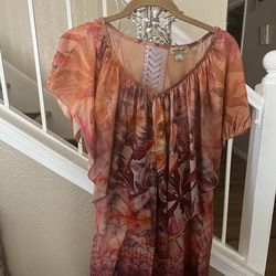 Burnt orange wi purple cap sleeve top sleeve