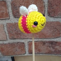 Crochet pink honeybee