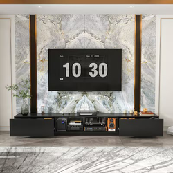 Modern/Contemporary Black 109.4-in W TV cabinet ( Accommodates TVs up to 85-in )