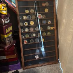 Challenge Coin Wall Display With Challenge Coins