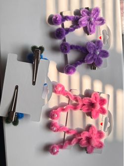 Handmade pipe cleaner hair clips set