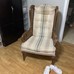 Vintage Lewittes Style High Back Cane Wingback Chair