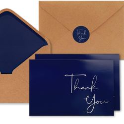30 Pack Navy Blue Thank You Cards with Envelopes, 4" x 6" Professional Thank You Card, Classy Thank You Notes, Perfect for Small Business, Wedding, Gr