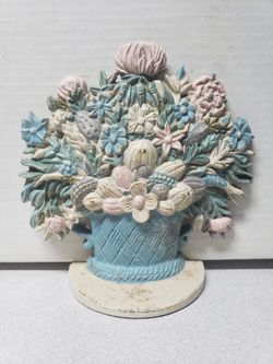Vintage Polychromed Floral Cast Iron Doorstop