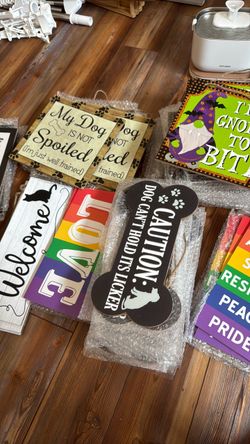 64 bulk wooden signs available