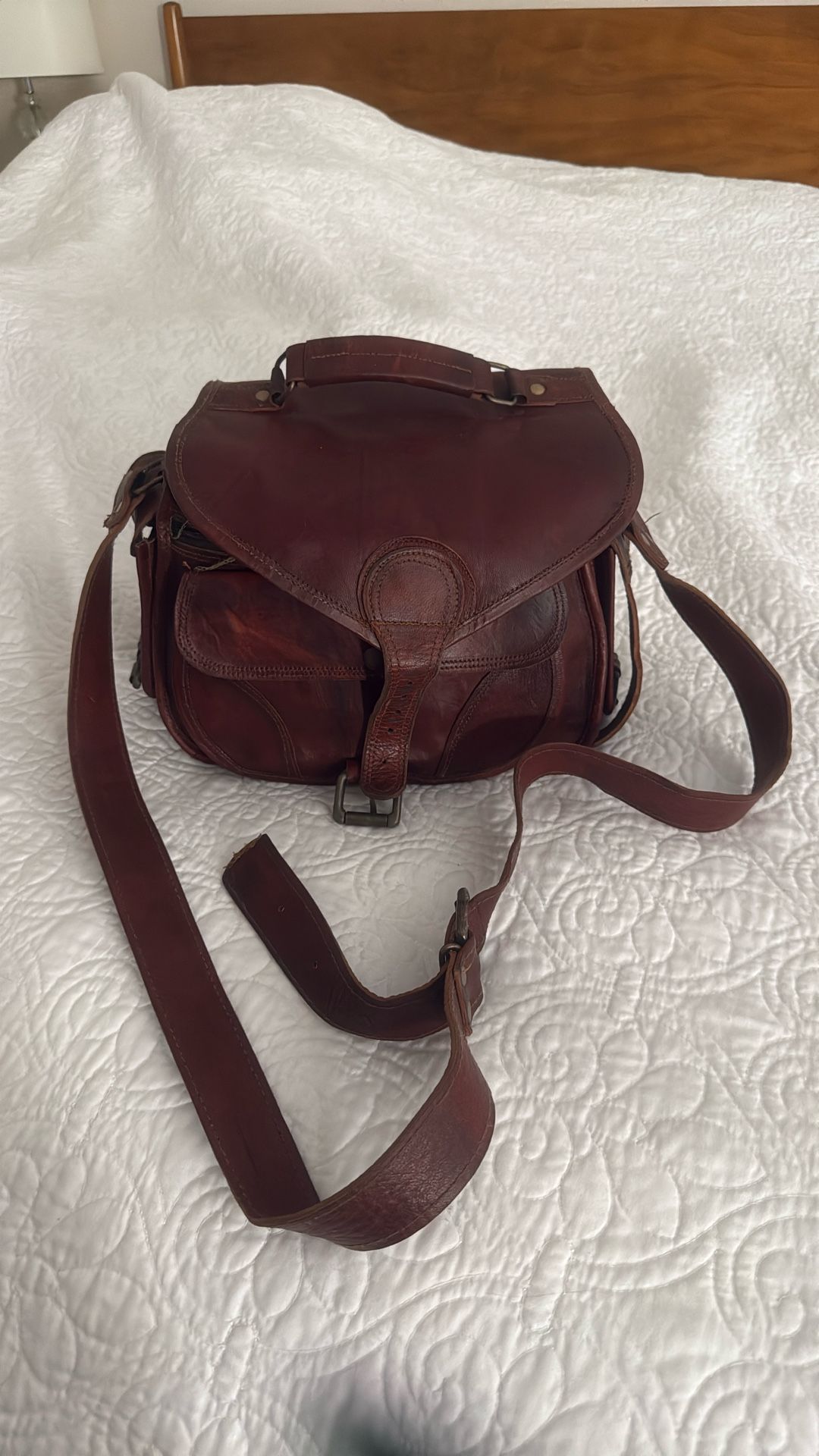 Leather photography camera bag