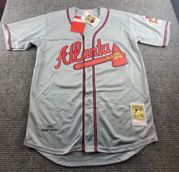 Atlanta Braves David Justice Gray Stirched Baseball Jerseymedium Large