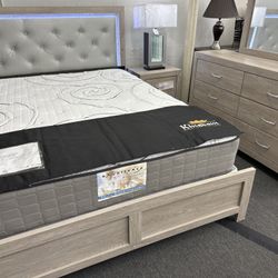 New! 4ps Beige Queen Bedroom set (Mattress not Included)
