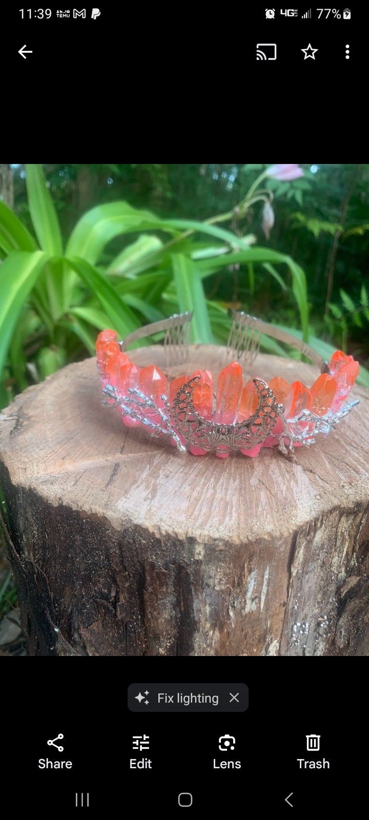 Orange And Pink Aura Quartz Crystal Crown