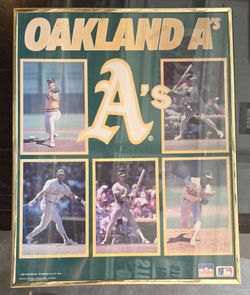 Vintage Framed 1988 Poster Oakland A's MLB Baseball team