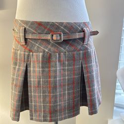 Junior Size 5 Pleaded Plaid Mini Skirt 