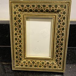 Vintage Handmade Persian Khatam Picture Frame 6x8” with Stand Fits 3.5x5” Photo