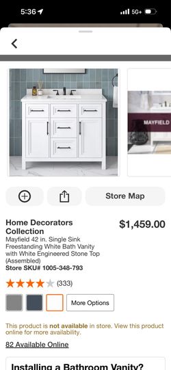 Home Decorators Collection Mayfield 42 in. Single Sink Freestanding White Bath Vanity with White Engineered Stone Top (Assembled) Store