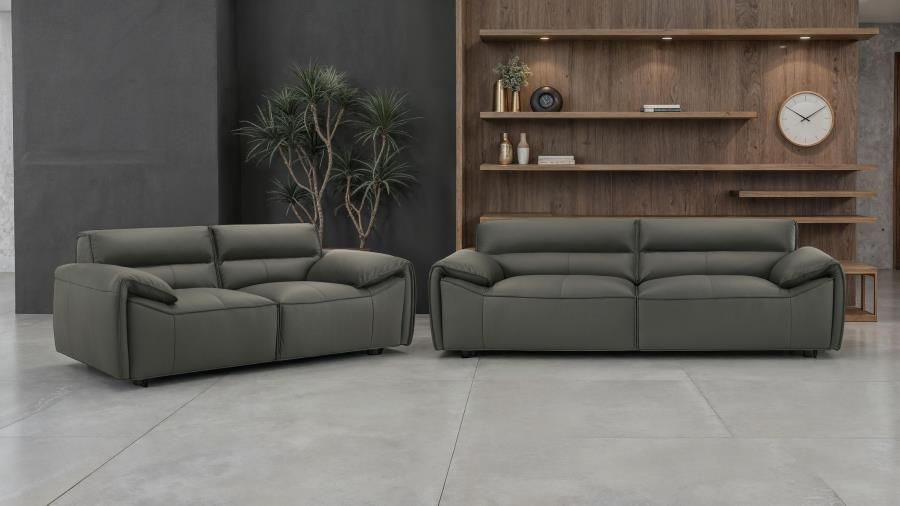 Sofa and Loveseat BUXTON Graphite Color Top Grain leather. New Especial price