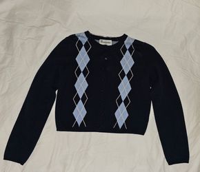 Medium Navy Blue Cropped Cardigan Sweater (No Boundaries)