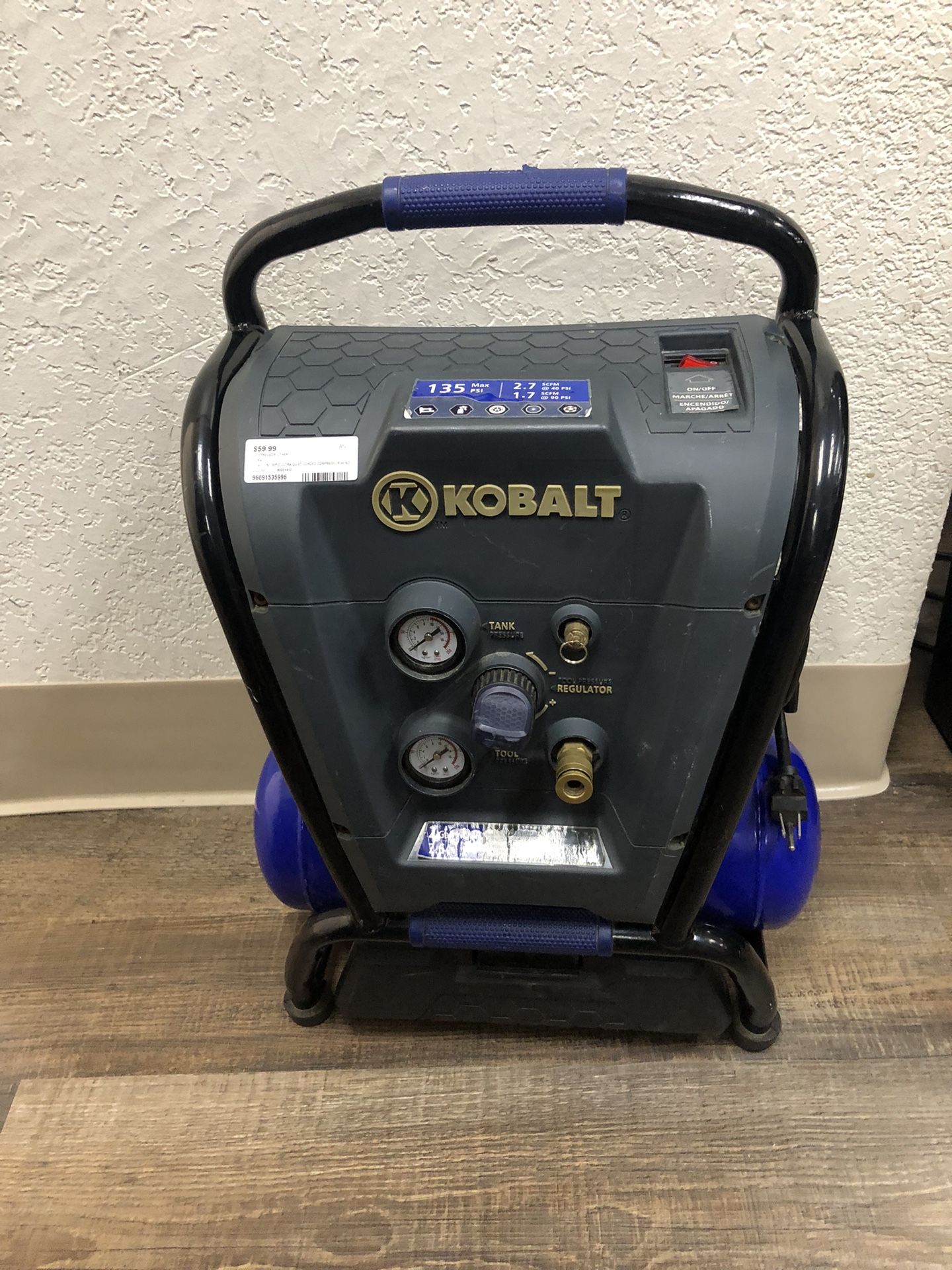 96091 Kobalt 2 Gal. 135 PSI Electric Air Compressor 535996