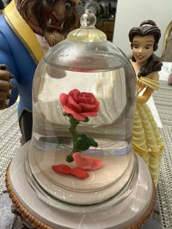 Vintage 1991 Disney Beauty newest and the Beast Enchanted Rose Musical Snow Globe