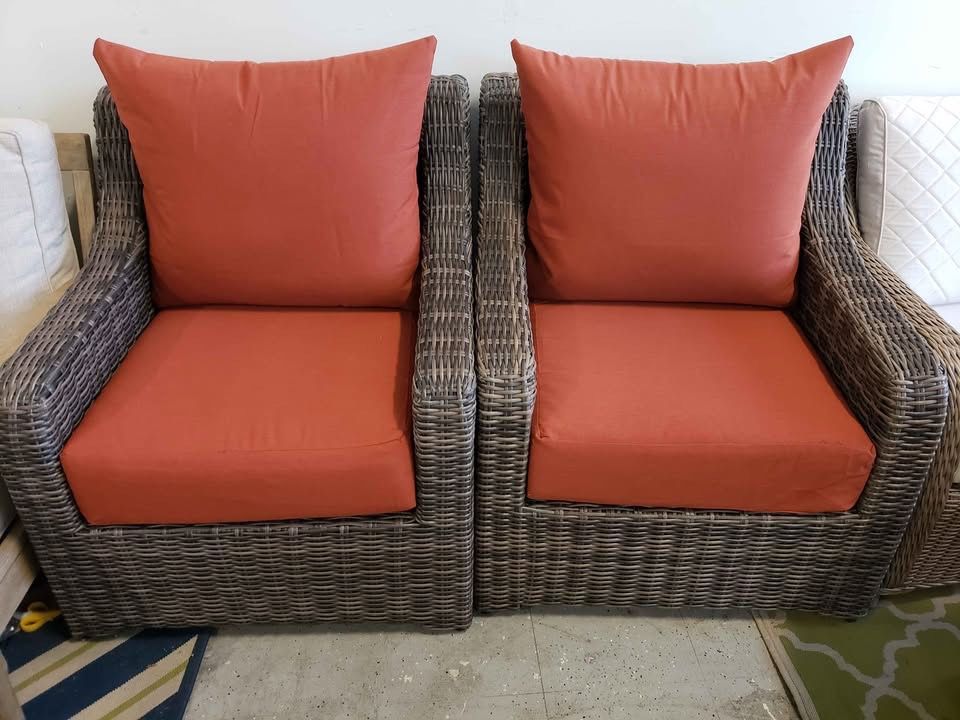 New 2pc set outdoor patio furniture club chairs sunbrella