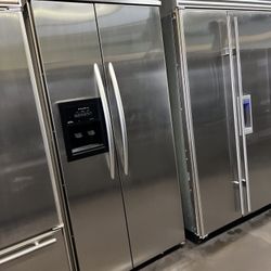 KITCHEN AID BUILT IN 36”WIDE STAINLESS STEEL REFRIGERATOR 