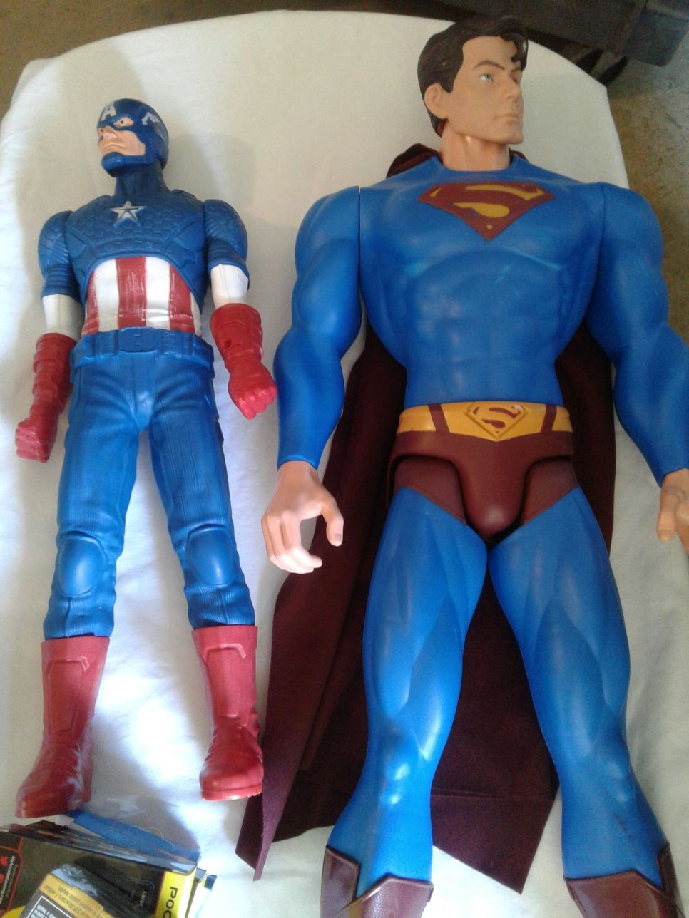 Pre-owned Captain America And Large Super Man Figures $40.00