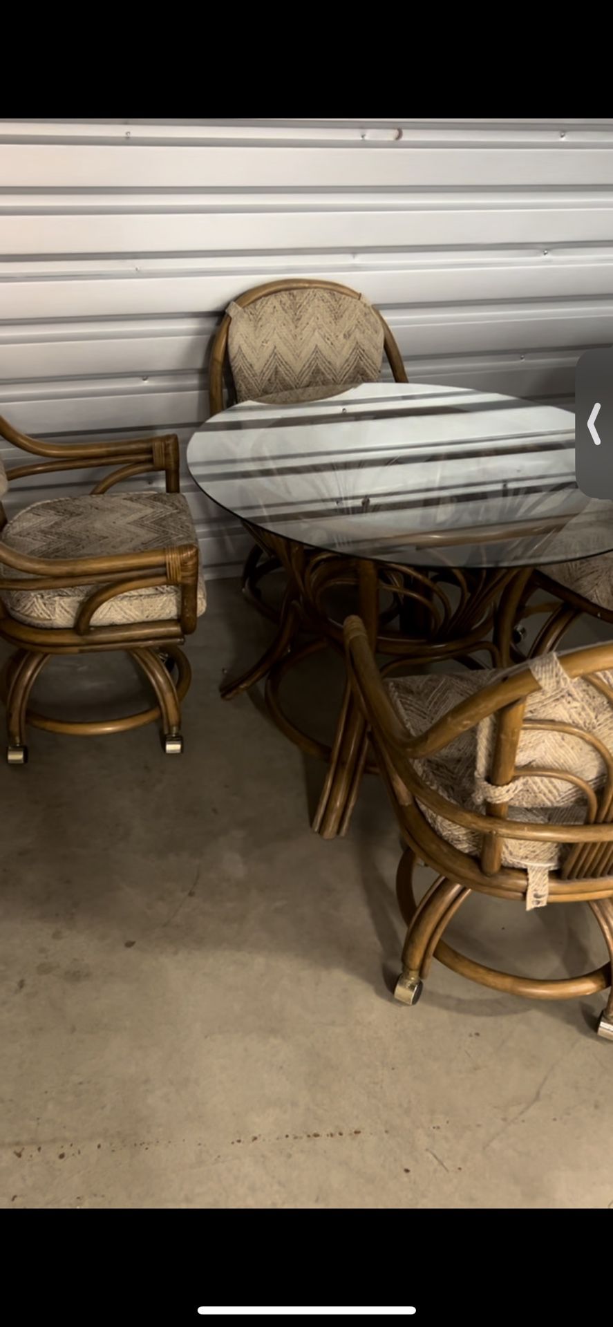 Vintage Rattan Style Kitchen Table + 4 Chairs