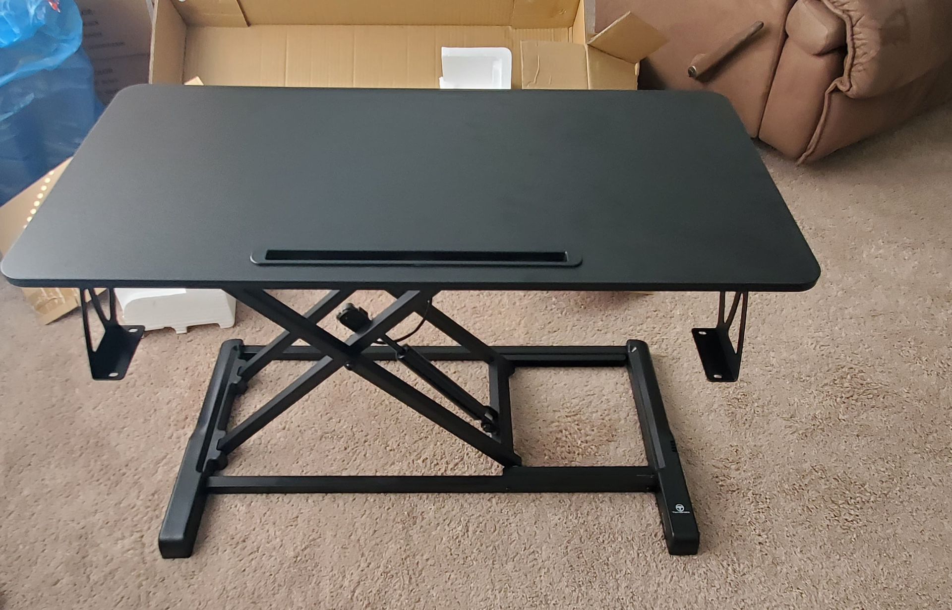 Brand new TechOrbits standing desk converter with gas spring lift for easy switching between sitting and standing. Height adjustable.