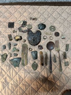 Vintage Metal Detecting Find Relic Lot - Antique Iron Padlock, Hardware & Silverware