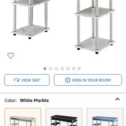 Convenience Concepts Designs2Go No Tools Student Desk with Charging Station and Shelves, White Marble