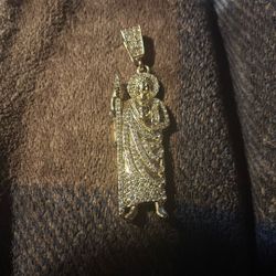 Iced Out Saint Jude (San Judas) Gold Pendant Xl