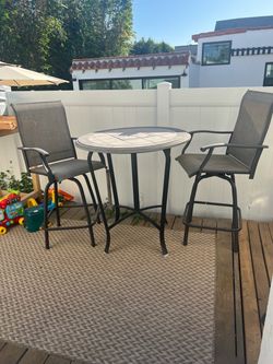 high swivel bistro chairs with table 3 pc set