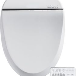 Bidet Toilet Seat, Electric Smart Heated Seat with Slow Closes, Vortex Wash, Warm Dryer, Rear and Front Wash, Warm Water, Remote Control, and Night Li