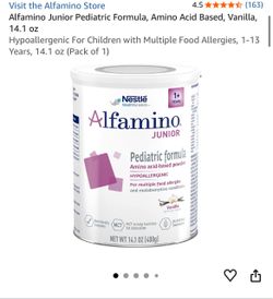 7 Alfamino Junior Pediatric Formula, Amino Acid Based, Vanilla, 14.1 oz expires 2028 $20 each