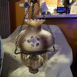 Vintage Hand painted hanging Hurricane Lamp