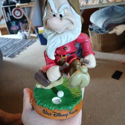 Vintage Collectable Walt Disney Angry Golfing Grumpy Bobble Head