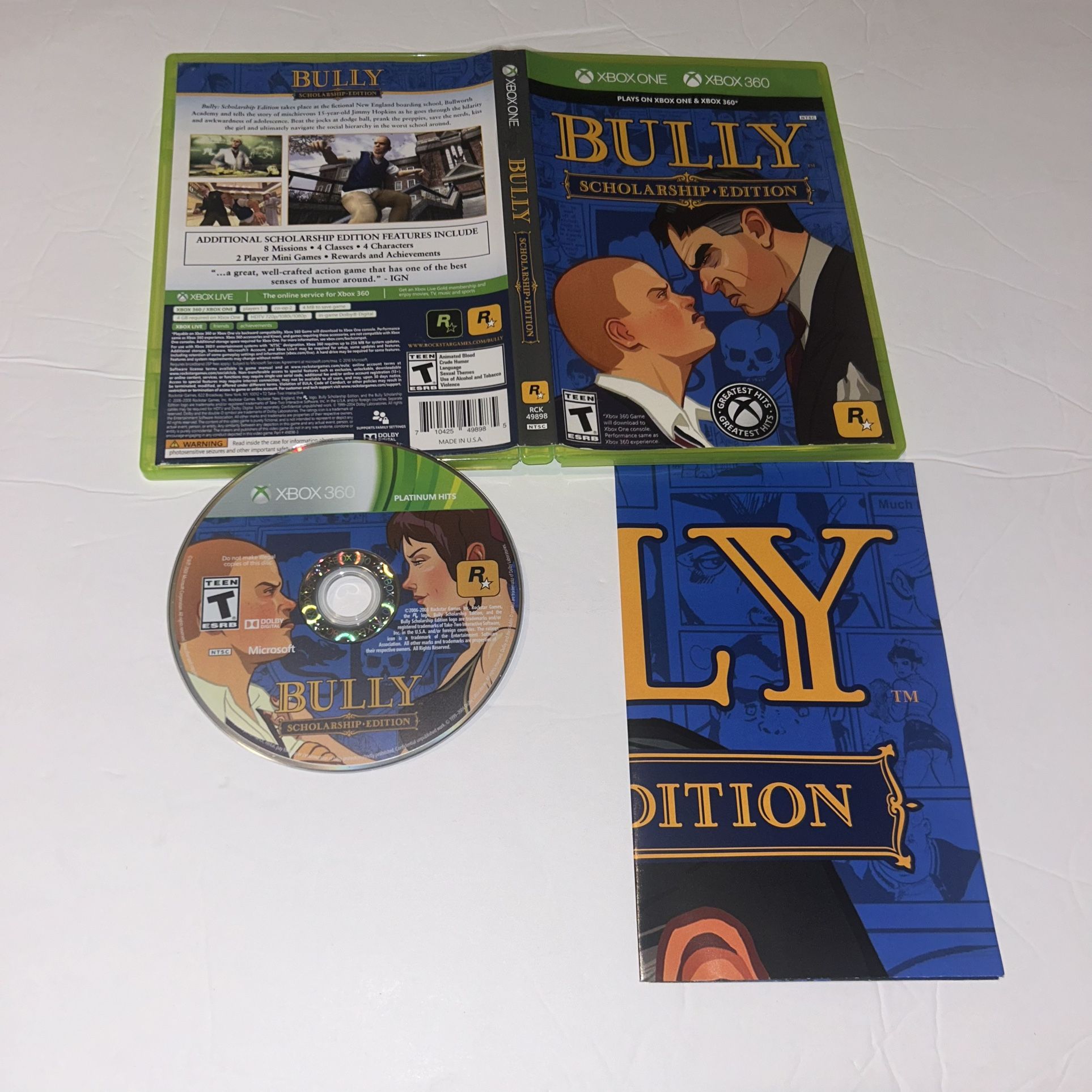 XBOX 360 Bully: Scholarship Edition w/ Map (No Manual)